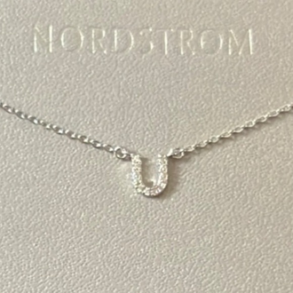 Nordstrom Silver Petite U Initial Necklace- Cubic Zirconia- Nickel Free - Picture 1 of 6